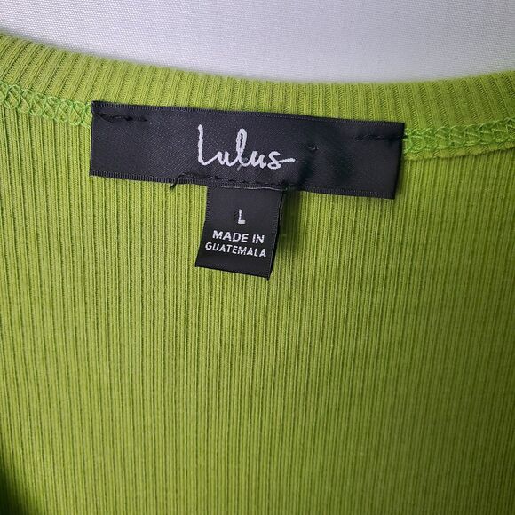 Lulus Green Ribbed Cutout Twist Front Midi Dress Size Large - Picture 7 of 8